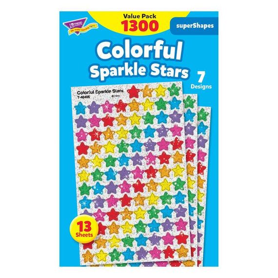 Colorful Sparkle Stars Stickers Value Pack 7/16" 1300/pk