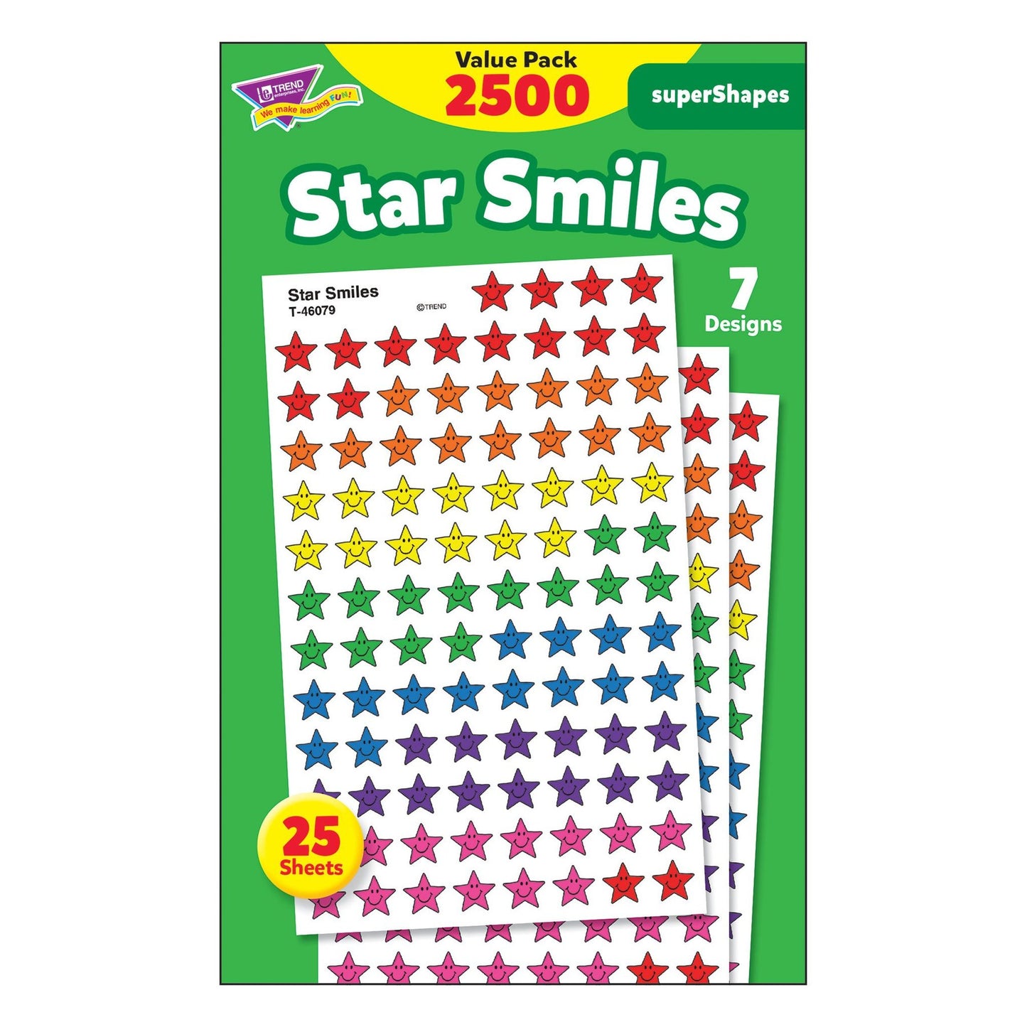 Star Smiles Stickers Value Pack 7/16" 2500/pk