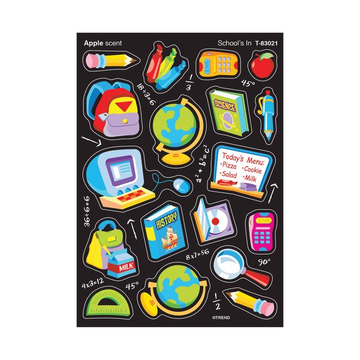 School's In, Apple Scent Stickers Mixed Shapes 72/pk