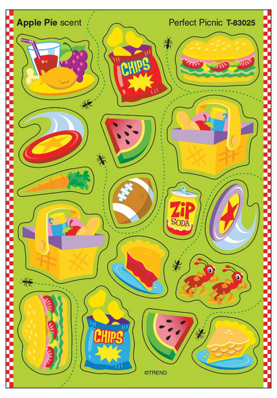 Mixed Shapes Perfect Picnic, Apple Pie Stickers 4 1/8" x 5 7/8" 68/pk
