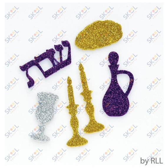 Peel & Stick Shabbat Glitter Foam Shapes