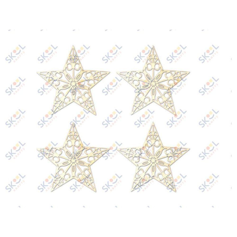 8cm Laser-Cut Ornate Wood Shapes x4