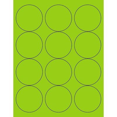 Fluorescent Neon Green Labels 2-1/2" 20/sheets
