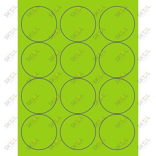 Fluorescent Neon Green Labels 2-1/2" 20/sheets