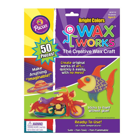 Wax Works Bright Hues Assorted, 10", 50 Pieces
