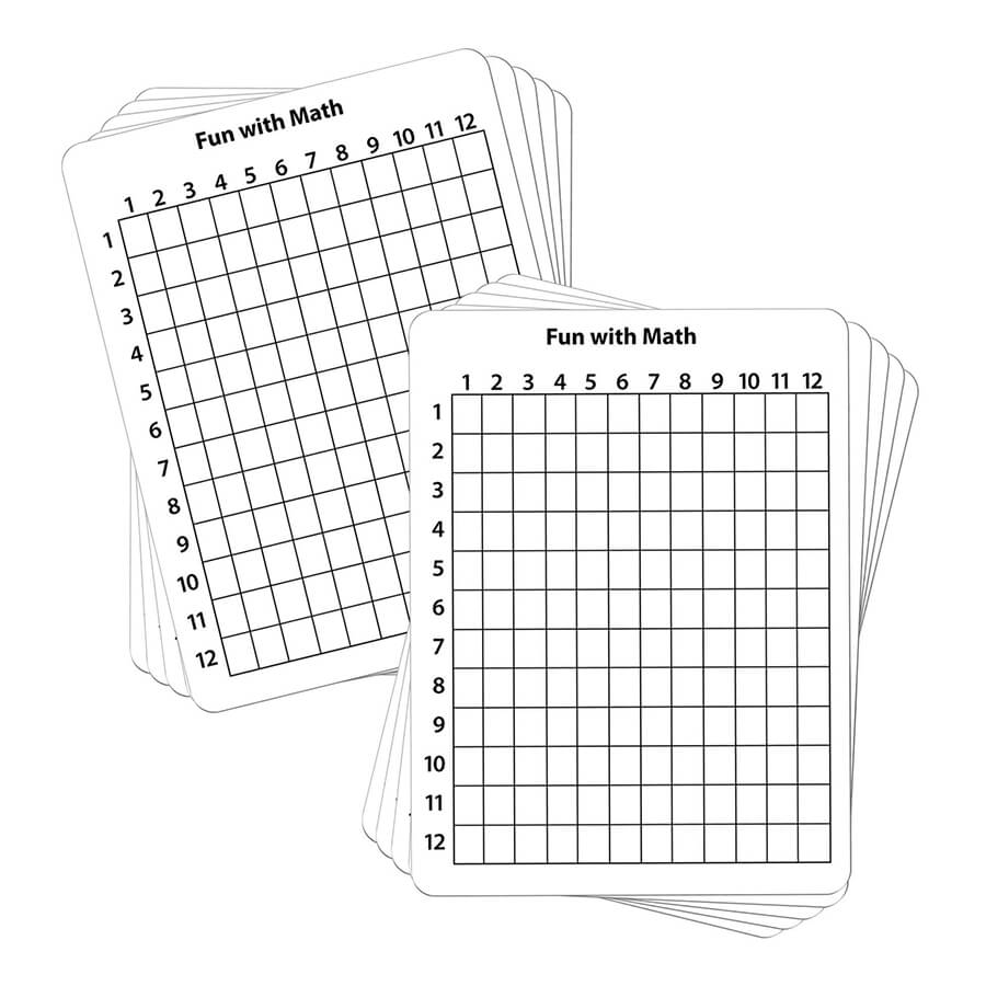 Math Whiteboard, 1-sided, 12x12 Grid, 9" x 12", 1/pc