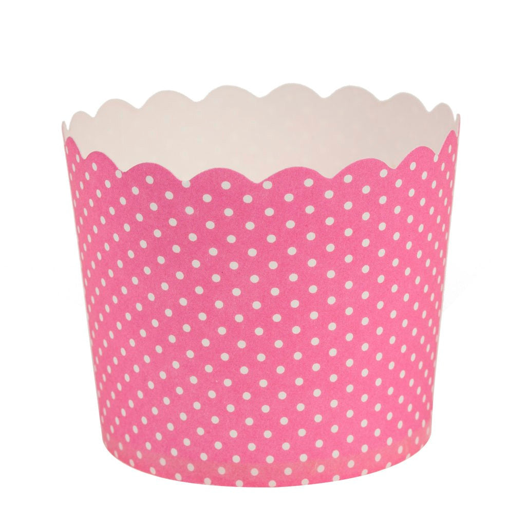 Scalloped Baking Cups Pink Polka Dots Small Size 16/pk