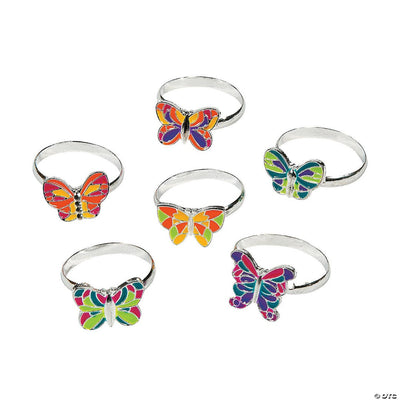 Metal Adjustable Butterfly Rings 12/pk