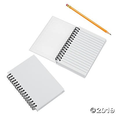 DIY White Canvas Spiral Notebooks 4" x 6" 100 ruled pages