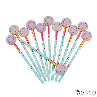 Donut Party Pencils with Eraser Topper 12/pk