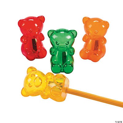 Gummy Teddy Bear Pencil Sharpeners 12/pk