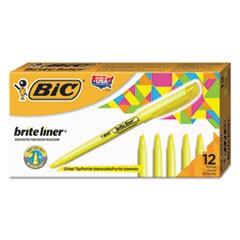 Bic Brite Liner Highlighter Yellow 12/pk