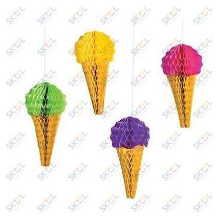 Ice Cream Tissue Decorations 4/pk 10"