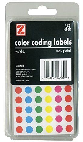 Color Coding Assorted Labels 5/16" 423/pk