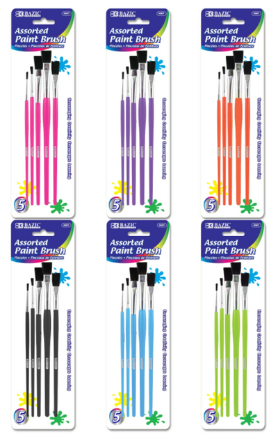 Assorted Size Kid's Paint Brush Set (5/Pack)
