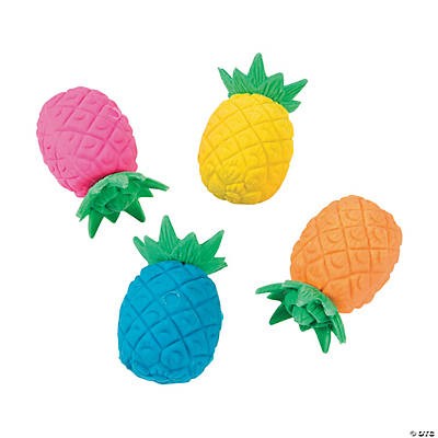 Bright Pineapple Erasers, 24/pk