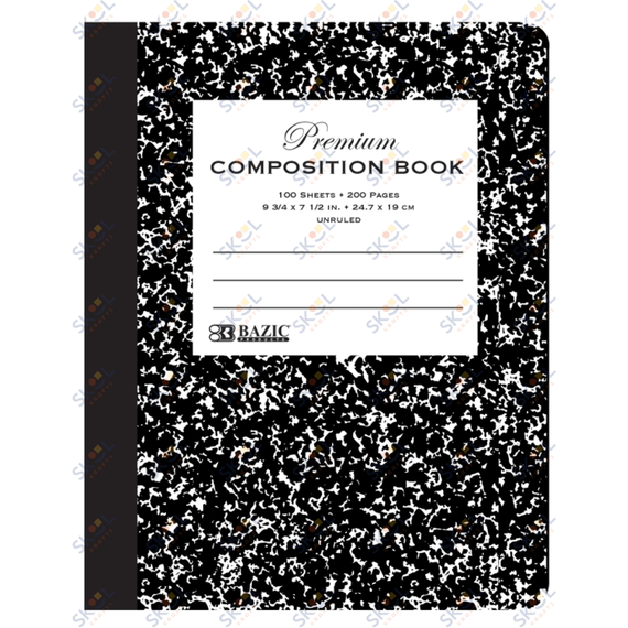 Black Composition Book Unruled 100 sheets