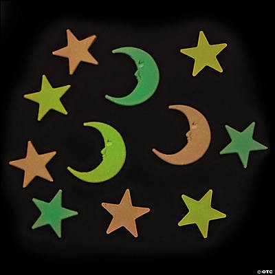 Plastic glow in the dark stars and moons 144/pk