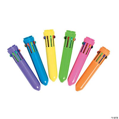 Mini Plastic Neon Shuttle Pens 12pc