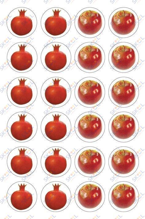 Red Apple and Pomegranate Stickers