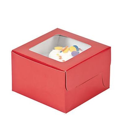 Paper Red Cupcake Boxes 12/pk