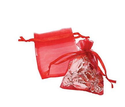 Mini Red Organza Drawstring Treat Bags 2 1/4" x 3 1/2" 50/pk