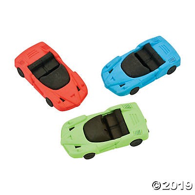 Rubber Race Car Erasers 12/pk