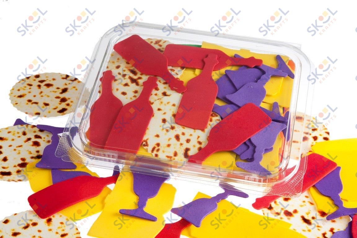 Foam Seder Set With Matzah Cutouts Aprox. 2 1/4" 20 sets (Limited Stock)