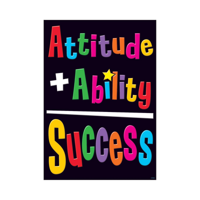 "Attitude + Ability=Success..." Poster Durable & Reusable Paper 13 3/8" x 19" 1pc