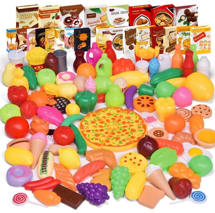Play Food for Kids Kitchen,128pcs
