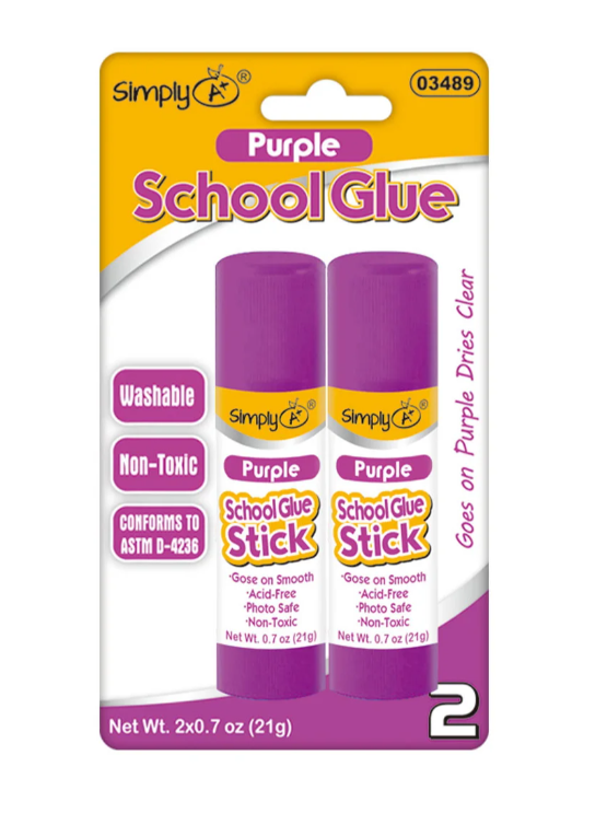 Purple Glue Stick .7 oz Washable 2/pk