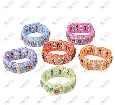 Beaded Stretch Flower Bracelet 12/pk