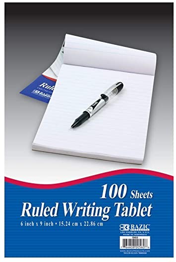 Writing Tablet Ruled 5 3/4" x 9" 100 Sheets