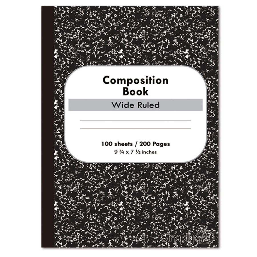Black Composition Book Wide Ruled 100 Sheets