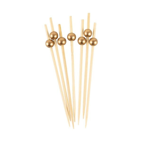 Bamboo Gold Ball Picks 4.7″ 100/pk