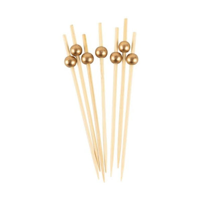 Bamboo Gold Ball Picks 4.7″ 100/pk