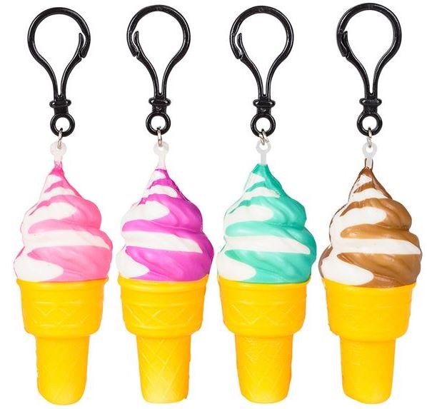 Squish Ice Cream Cone Backpack Clip 4" 1pc