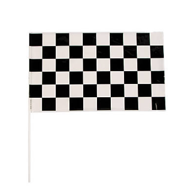 Plastic Black And White Checkered Flags 16" x 11"  12/pk
