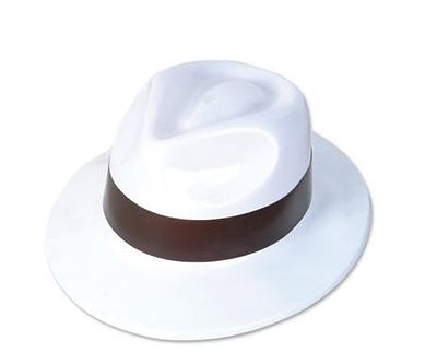 White Gangster Hat With Band 12/pk
