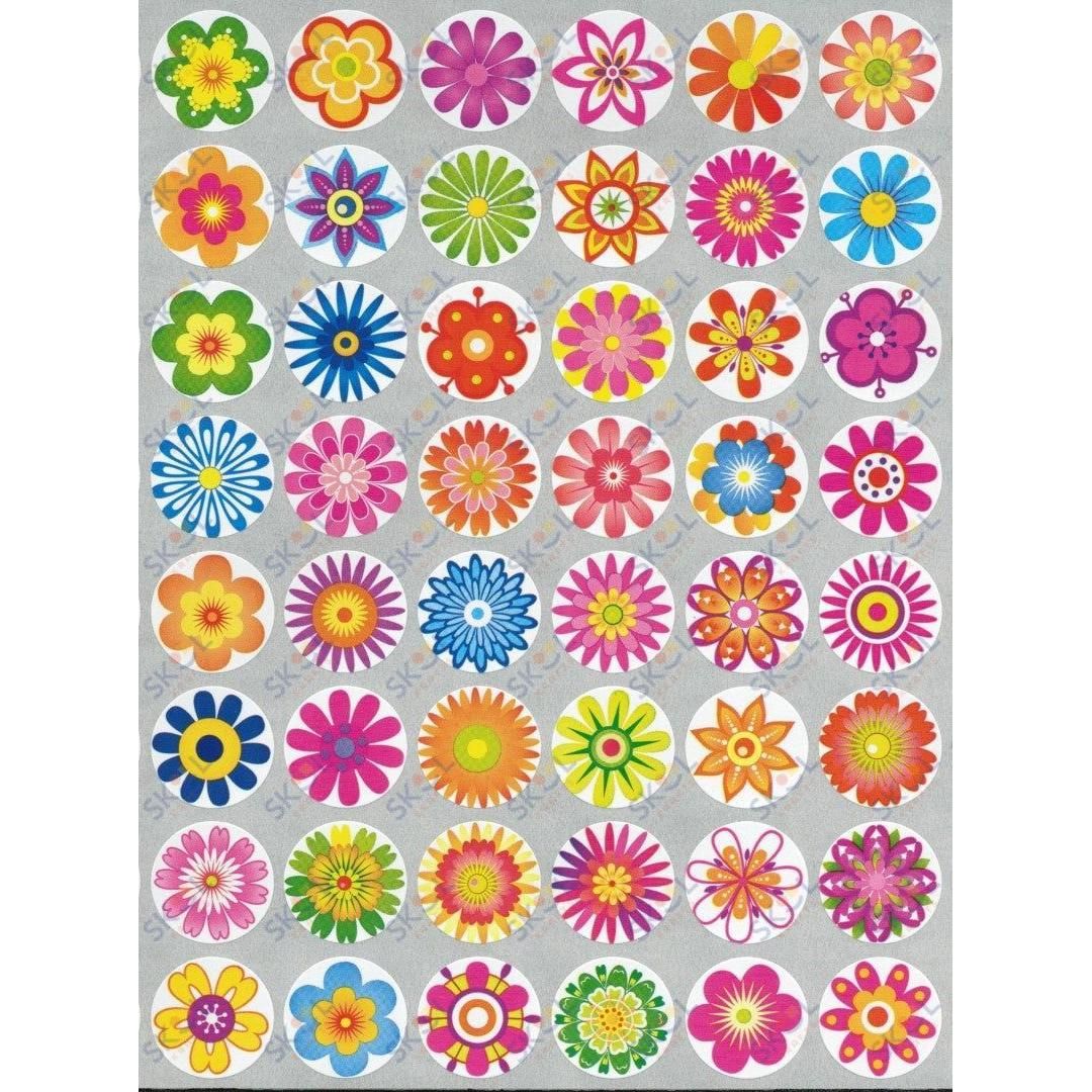 Stickers Flower Burst 3/4" 10/pg