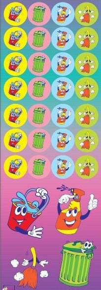 Cleaning Garbage Dot Stickers .5" (25 Sheets)