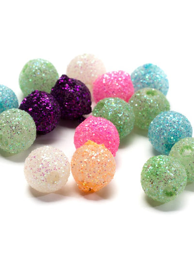 125pcs Multi color acrylic glitter round beads