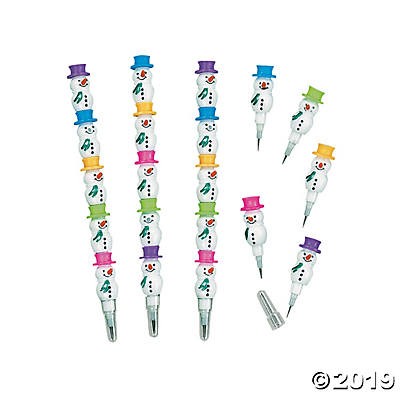 Plastic Stackable Snowman Pencils 12/pk