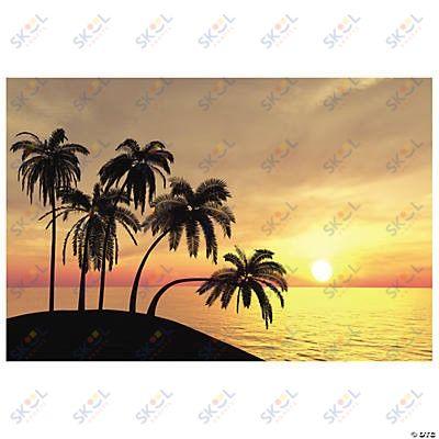 Plastic Sunset Beach Backdrop Banner 9ft x 6ft