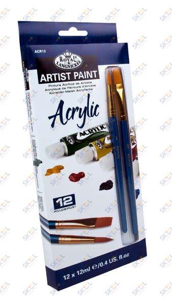 Acrylic Paint Set 12/pk+2 Brushes