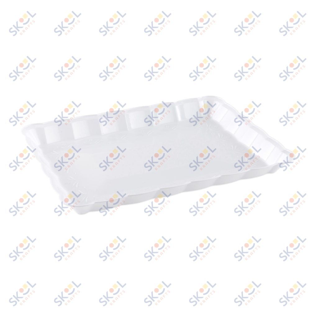 Scalloped 9" × 13" White Tray 48/pk