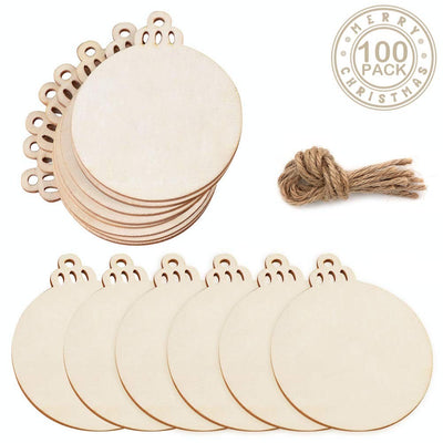 Natural Wood Disc with hole 3.5" 100/pk