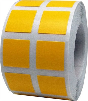 Square Yellow Color Coding Stickers 1/2" 1000/Stickers